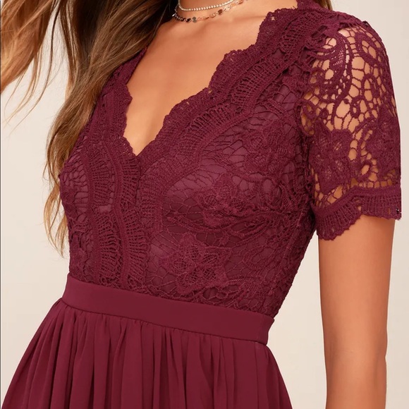 NEW Angel in Disguise Burgundy Lace Skater Dress - Picture 3 of 6